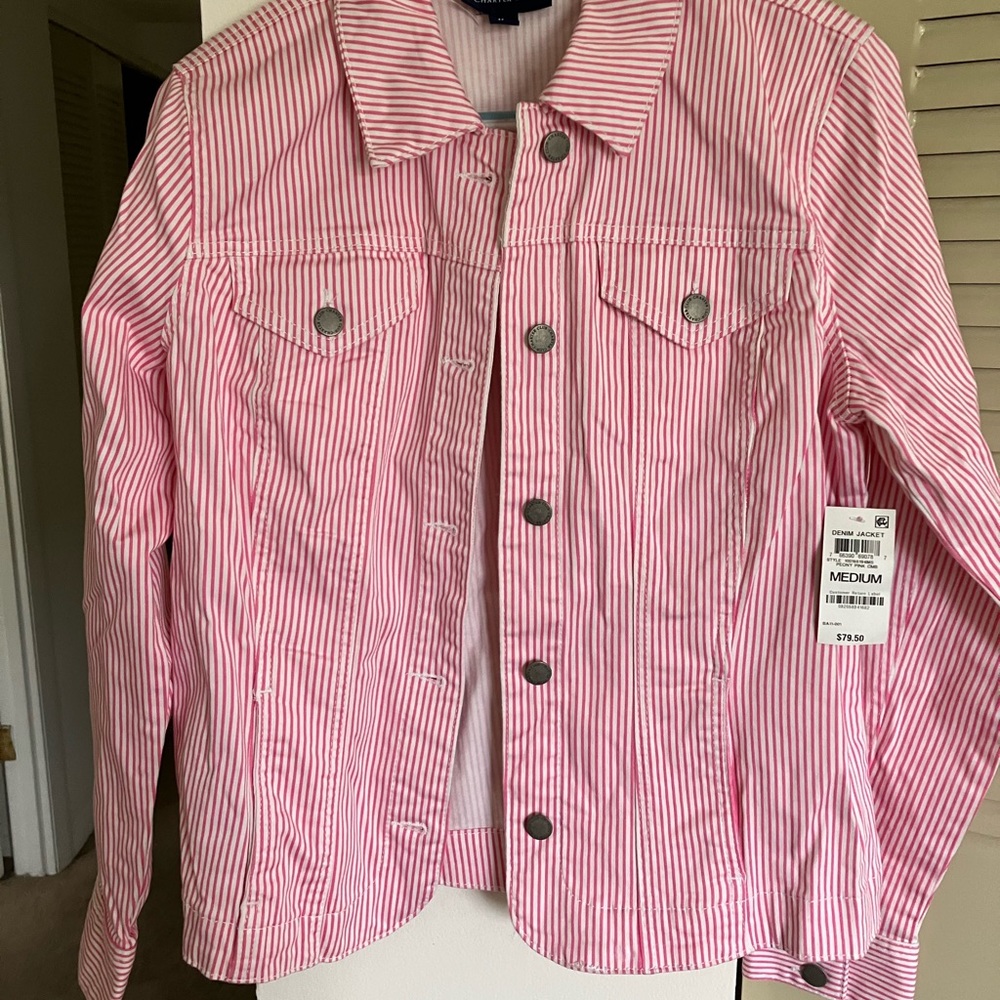 Brand new striped denim jacket